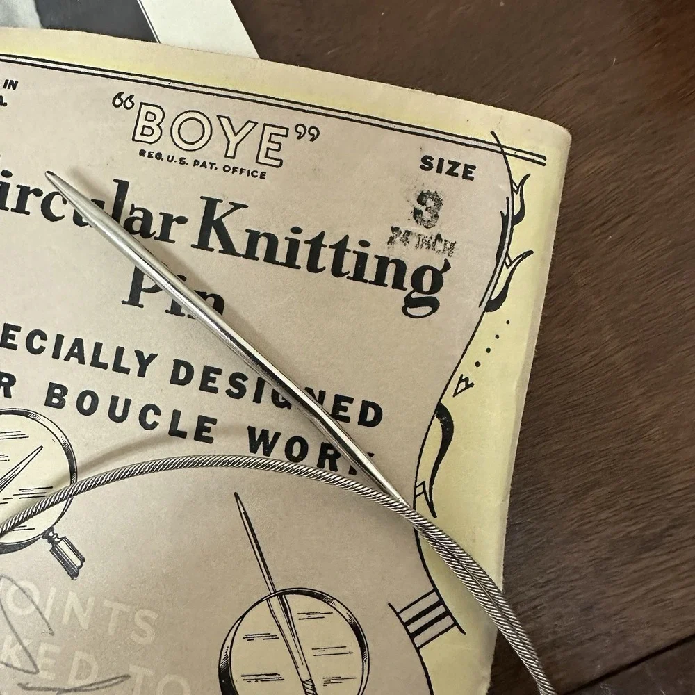 Vintage Boye Circular Knitting Pin Needles Flexible Cable Size 1 & 3 NEW